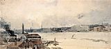 Thomas Girtin Canvas Paintings - Study for the Eidometropolis the Thames from Westminster to Somerset House